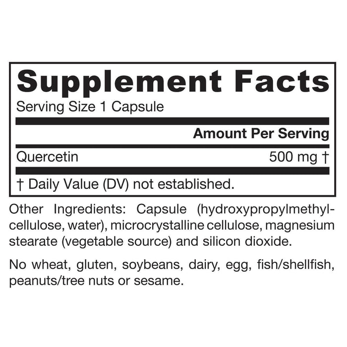 Jarrow Formulas Quercetin 500mg 200 Veggie Capsules - Health and Wellbeing at MySupplementShop by Jarrow Formulas