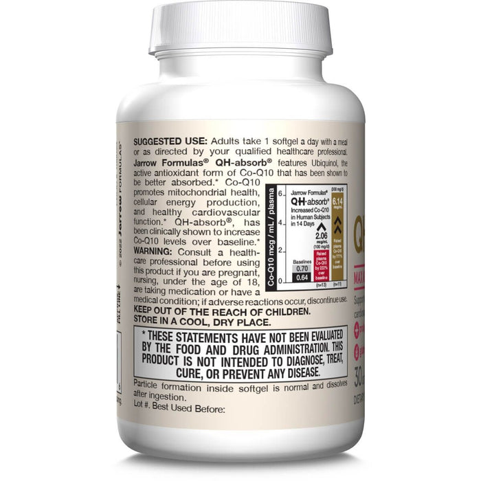 Jarrow Formulas Ubiquinol QH-Absorb 200mg 30 Softgels | Premium Supplements at MYSUPPLEMENTSHOP