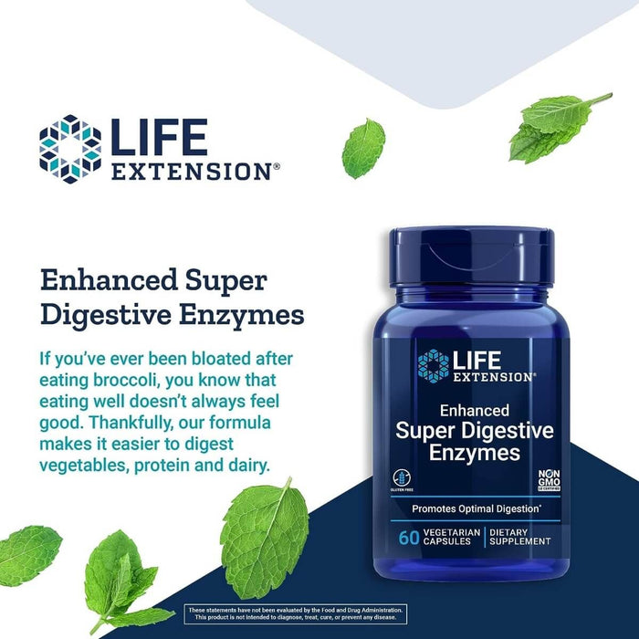 Life Extension Enhanced Super Digestive Enzymes 60 Vegetarian Capsules - Health and Wellbeing at MySupplementShop by Life Extension