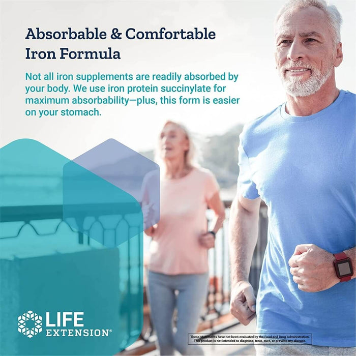 Life Extension Iron Protein Plus, 300mg 100 Vegetarian Capsules | Premium Supplements at MYSUPPLEMENTSHOP