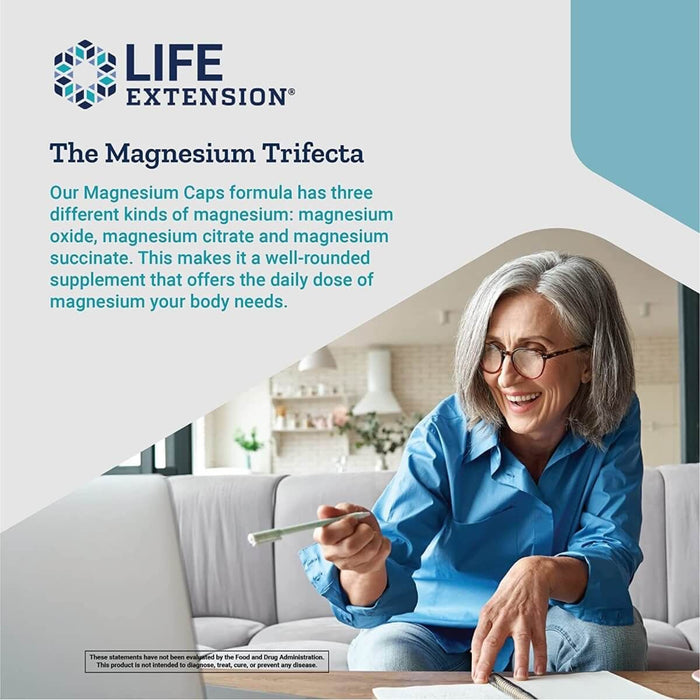 Life Extension Magnesium Caps 500 mg 100 Vegetarian Capsules | Premium Supplements at MYSUPPLEMENTSHOP