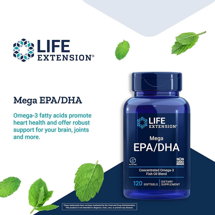 Life Extension Mega EPA/DHA 120 Softgels - Omegas, EFAs, CLA, Oils at MySupplementShop by Life Extension