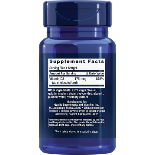 Life Extension Vitamin D3 175 mcg (7000 IU) 60 Softgels | Premium Supplements at MYSUPPLEMENTSHOP