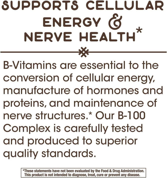 Nature's Way Vitamin B-100 Complex 100 Capsules | Premium Supplements at MYSUPPLEMENTSHOP