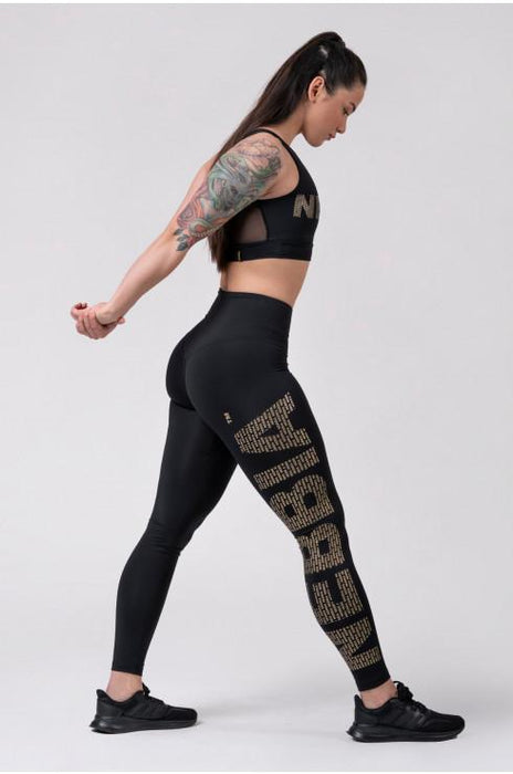 Nebbia Gold NEBBIA print leggings 827 Black - Leggings at MySupplementShop by Nebbia