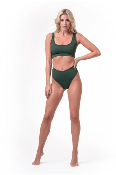 Nebbia High-Waist Retro Bikini Bottom 555 - Dark Green