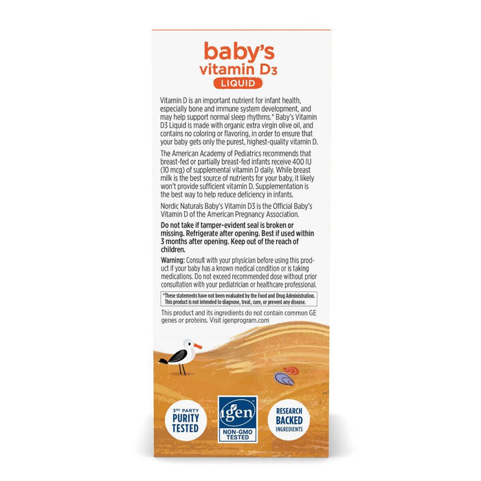 Nordic Naturals Baby's Vitamin D3 400iu 0.76 fl oz | Premium Supplements at MYSUPPLEMENTSHOP