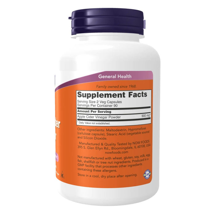 NOW Foods Apple Cider Vinegar 450 mg 180 Capsules | Premium Supplements at MYSUPPLEMENTSHOP