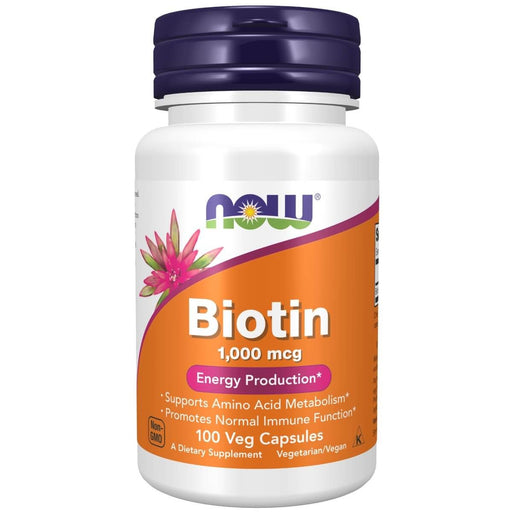 NOW Foods Biotin 1,000 mcg 100 Veg Capsules - Vitamins & Minerals at MySupplementShop by NOW Foods