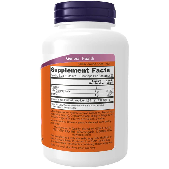 NOW Foods Brewer's Yeast 650 mg 200 Tablets | Premium Supplements at MYSUPPLEMENTSHOP