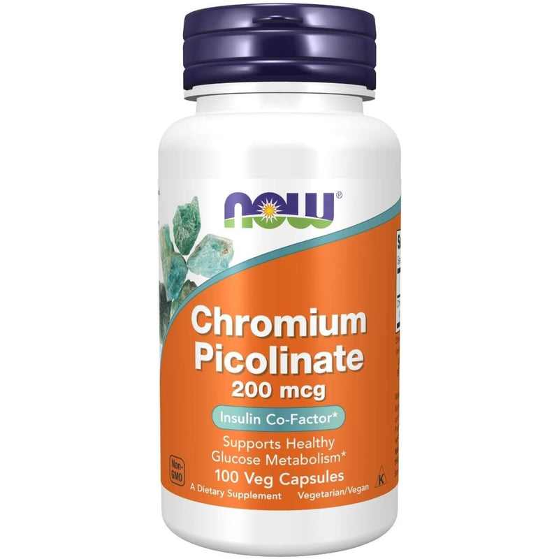 NOW Foods Chromium Picolinate 200 mcg 100 Veg Capsules | Premium Supplements at MYSUPPLEMENTSHOP