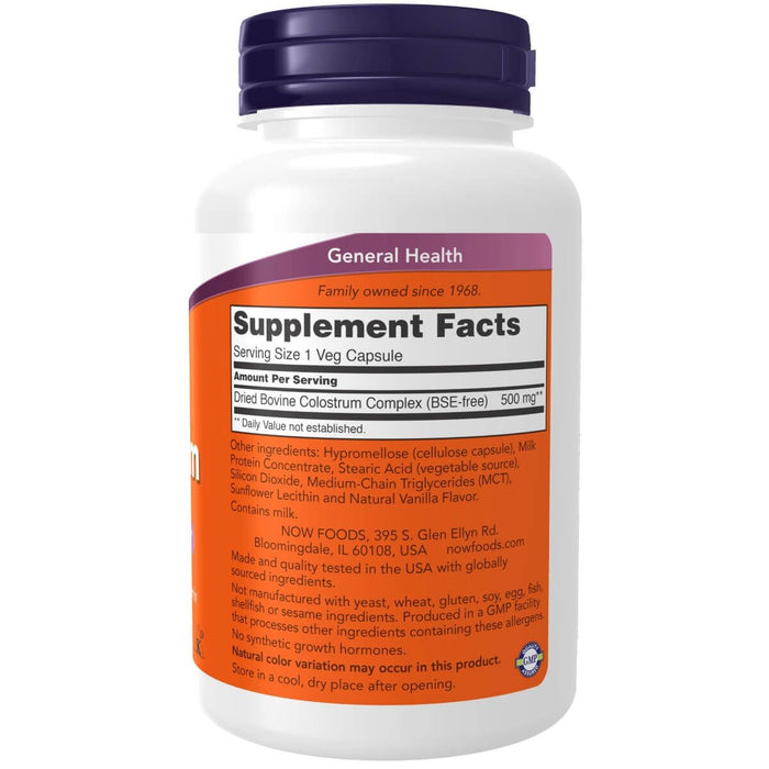 NOW Foods Colostrum 500 mg 120 Veg Capsules | Premium Supplements at MYSUPPLEMENTSHOP