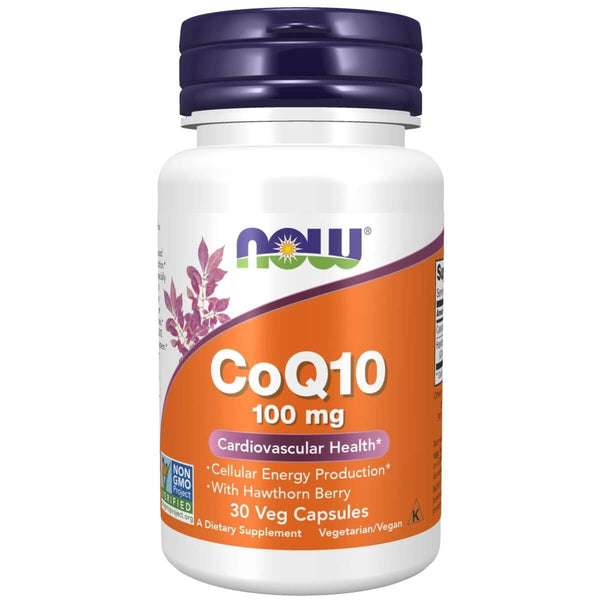 NOW Foods CoQ10 100 mg with Hawthorn Berry 30 Veg Capsules - Health and Wellbeing at MySupplementShop by NOW Foods