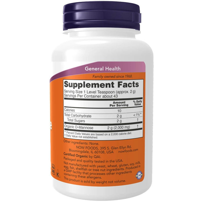 NOW Foods D-Mannose Powder 3oz (85g) | Premium Supplements at MYSUPPLEMENTSHOP