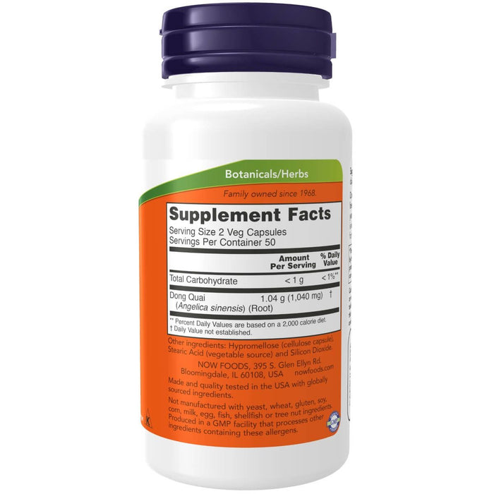 NOW Foods Dong Quai 520 mg 100 Veg Capsules | Premium Supplements at MYSUPPLEMENTSHOP