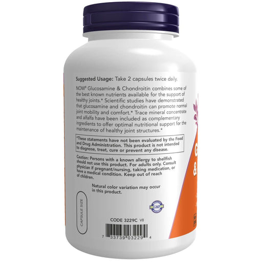 NOW Foods Glucosamine &amp; Chondroitin 240 Capsules | Premium Supplements at MYSUPPLEMENTSHOP