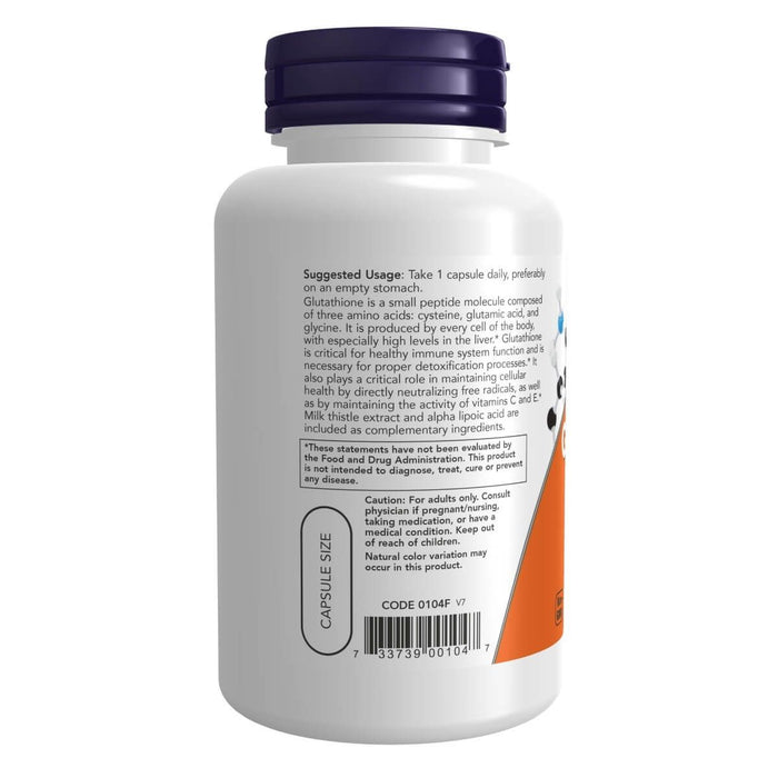 NOW Foods Glutathione 500 mg 60 Veg Capsules | Premium Supplements at MYSUPPLEMENTSHOP