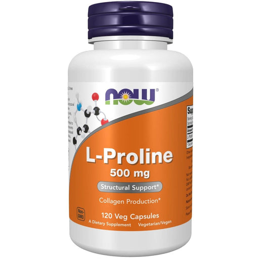 NOW Foods L-Proline 500 mg 120 Veg Capsules - Amino Acids and BCAAs at MySupplementShop by NOW Foods