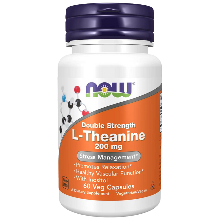 NOW Foods L-Theanine 200 mg 60 Veg Capsules