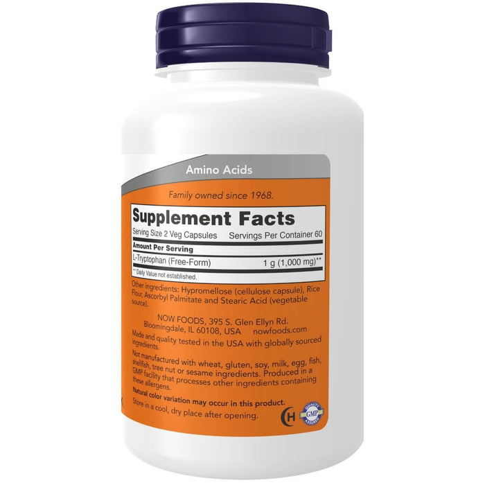 NOW Foods L-Tryptophan 500 mg 120 Veg Capsules - Amino Acids and BCAAs at MySupplementShop by NOW Foods