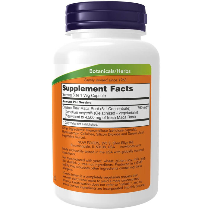 NOW Foods Maca (Lepidium meyenii) 750 mg Raw 90 Veg Capsules | Premium Supplements at MYSUPPLEMENTSHOP