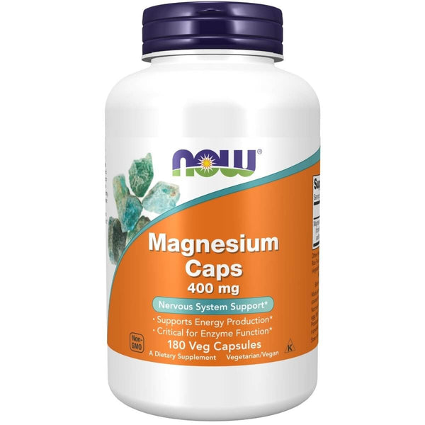 NOW Foods Magnesium 400 mg 180 Veg Capsules | Premium Supplements at MYSUPPLEMENTSHOP