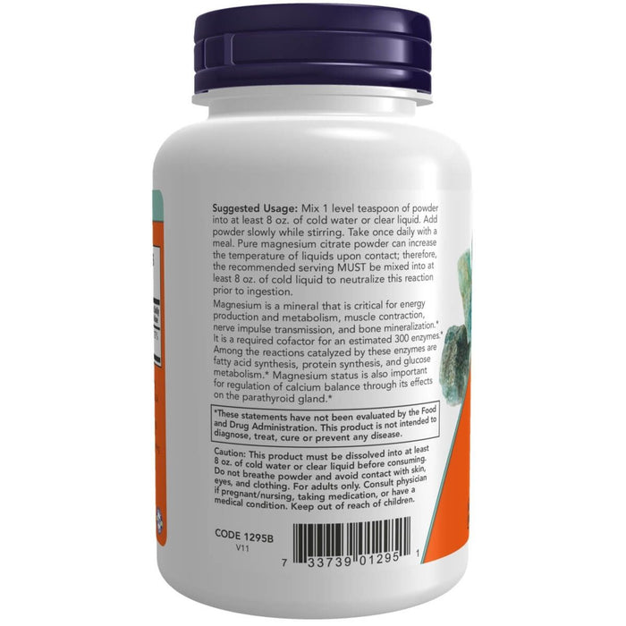 NOW Foods Magnesium Citrate Pure Powder 8oz (227g) | Premium Supplements at MYSUPPLEMENTSHOP