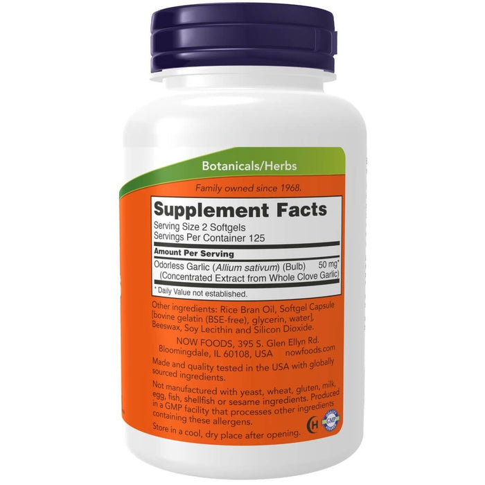 NOW Foods Odorless Garlic 250 Softgels | Premium Supplements at MYSUPPLEMENTSHOP