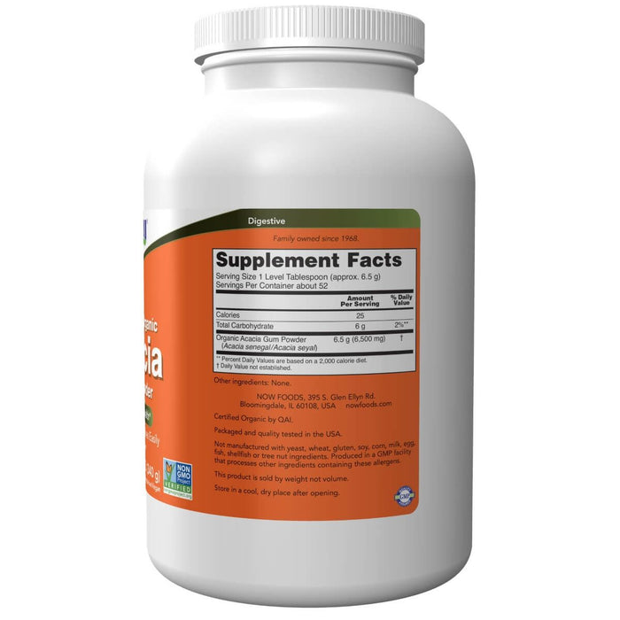 NOW Foods Organic Acacia 12oz Powder (340g) | Premium Supplements at MYSUPPLEMENTSHOP