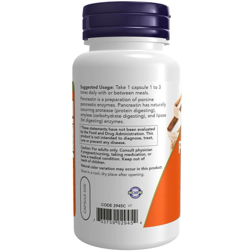 NOW Foods Pancreatin 2000 (100 Capsules) | Premium Supplements at MYSUPPLEMENTSHOP