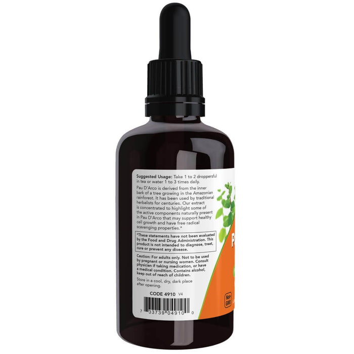 NOW Foods Pau D'Arco Extract Liquid 2oz (59ml) - Special Formula at MySupplementShop by NOW Foods