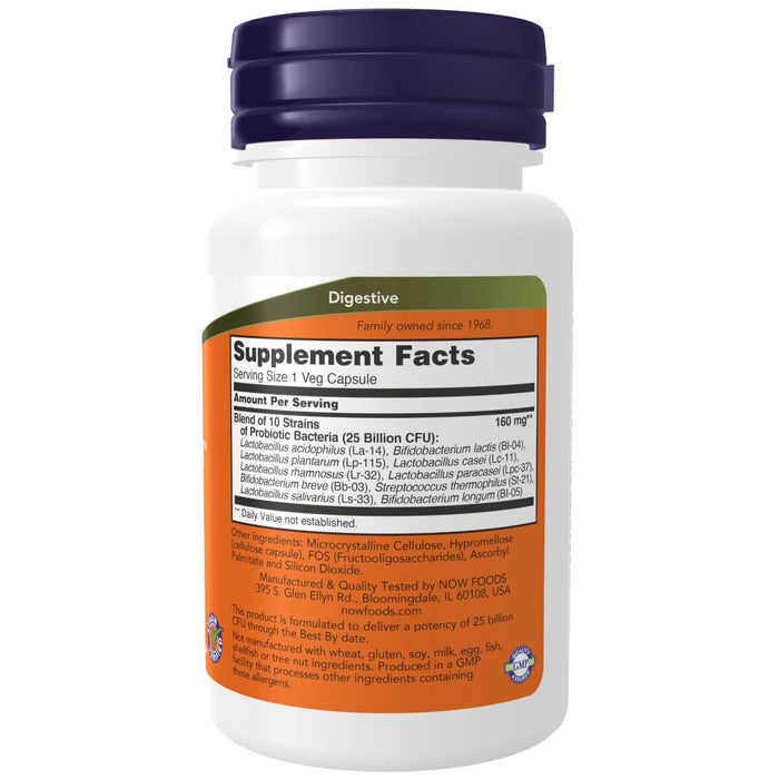 NOW Foods Probiotic-10 25 Billion 50 Veg Capsules - Health and Wellbeing at MySupplementShop by NOW Foods