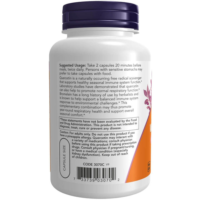 NOW Foods Quercetin with Bromelain 120 Veg Capsules | Premium Supplements at MYSUPPLEMENTSHOP