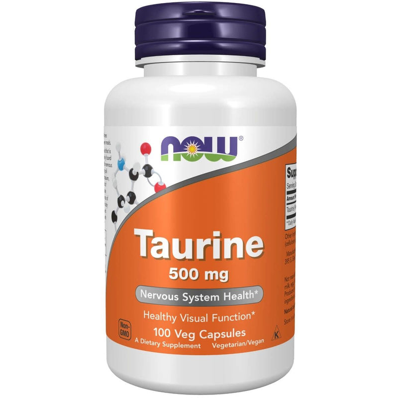 NOW Foods Taurine 500 mg 100 Veg Capsules | Premium Supplements at MYSUPPLEMENTSHOP