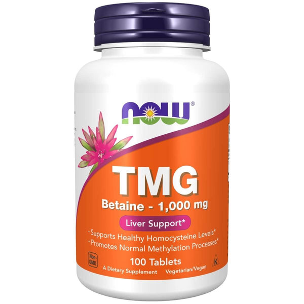 NOW Foods TMG Betaine 1,000 mg 100 Tablets - Health and Wellbeing at MySupplementShop by NOW Foods