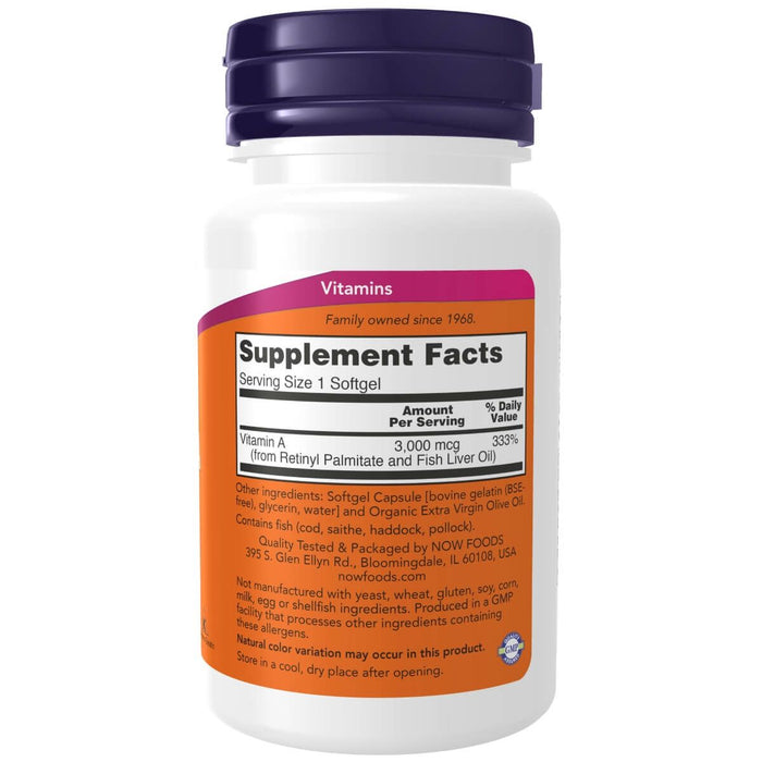 NOW Foods Vitamin A 10,000 IU 100 Softgels | Premium Supplements at MYSUPPLEMENTSHOP