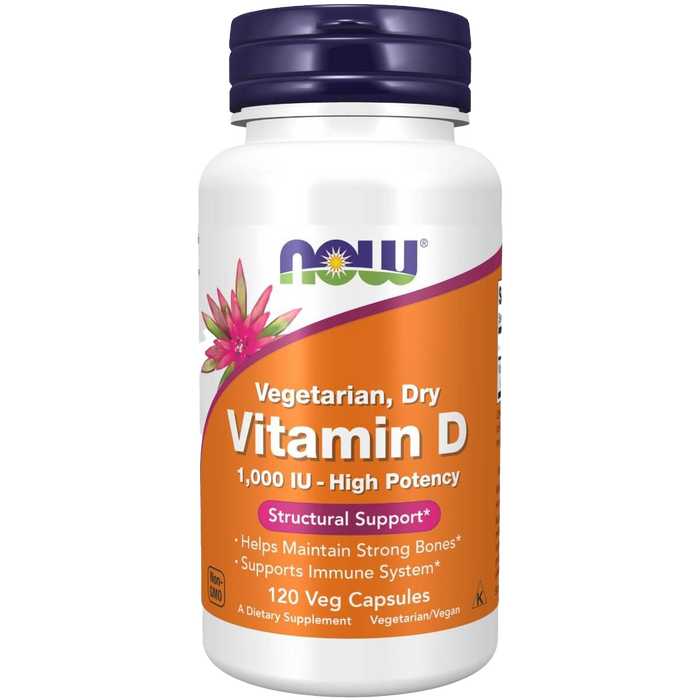 NOW Foods Vitamin D 1,000 IU 120 Dry Veg Capsules