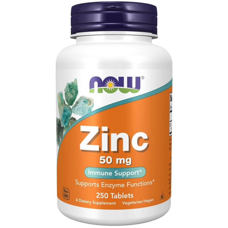 NOW Foods Zinc (Zinc Gluconate) 50 mg 250 Tablets | Premium Supplements at MYSUPPLEMENTSHOP