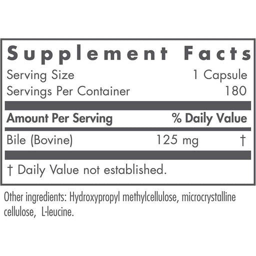 Nutricology Ox Bile 125mg 180 Capsules | Premium Supplements at MYSUPPLEMENTSHOP