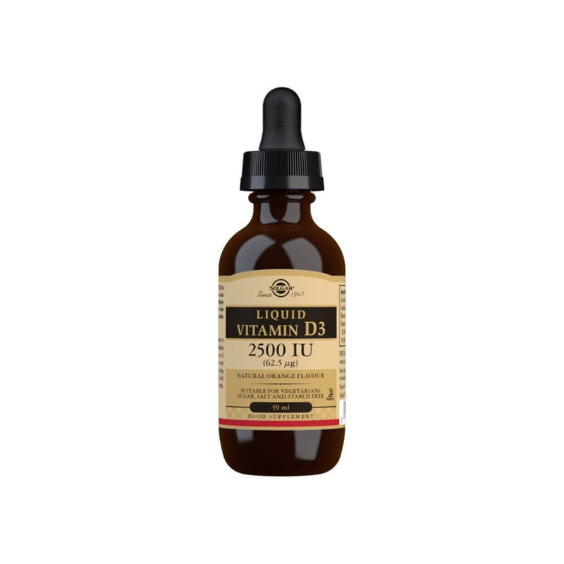 Solgar Liquid Vitamin D3 2500 IU (62.5 Âµg) Natural Orange Flavour 59ml at MySupplementShop.co.uk