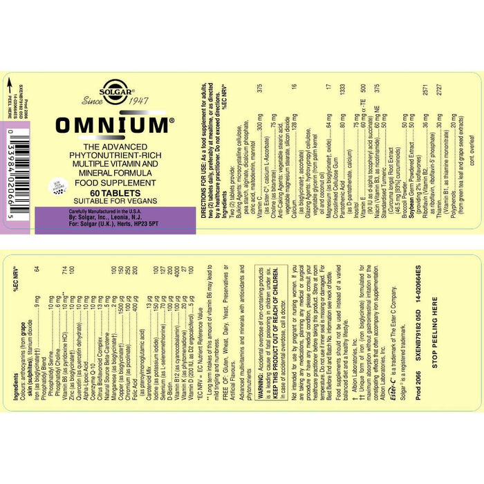 Solgar Omnium Tablets Pack of 60 at MySupplementShop.co.uk