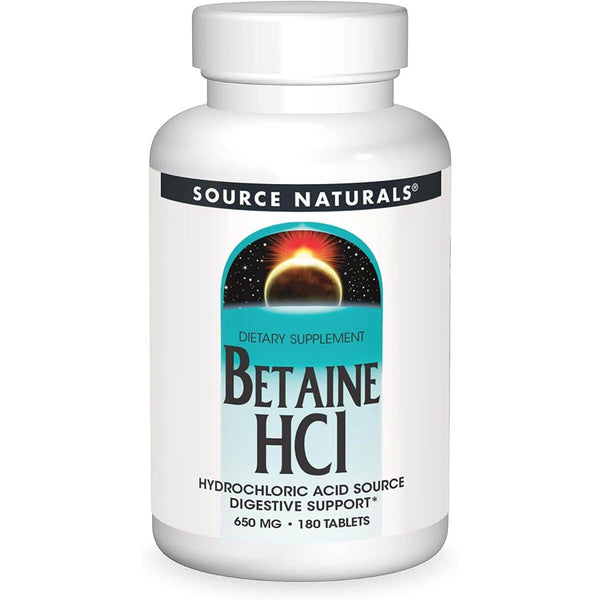 Source Naturals Betaine HCl 650mg 180 Tablets | Premium Supplements at MYSUPPLEMENTSHOP