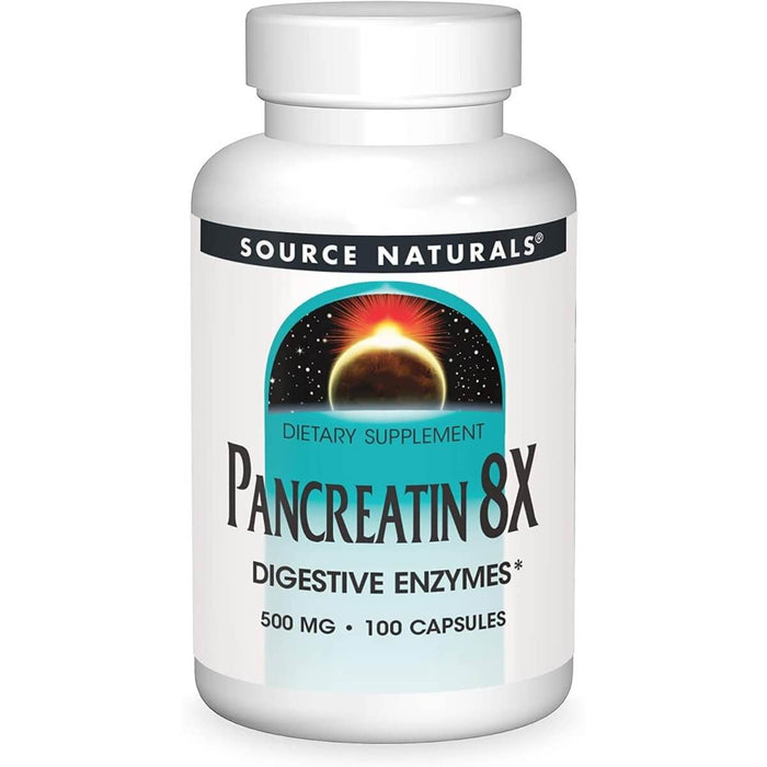 Source Naturals Pancreatin 8X 500mg 100 Capsules - Digestive Health at MySupplementShop by Source Naturals