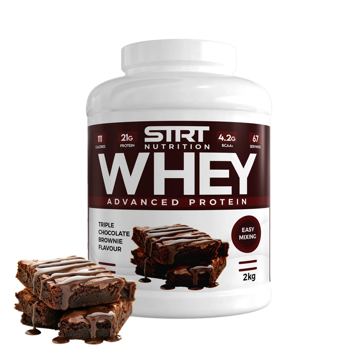 STRT Nutrition Whey Protein 2kg – 21g Protein, 67 Servings, Multiple Flavours