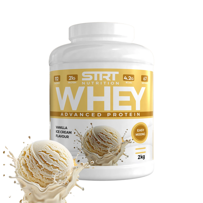 STRT Nutrition Whey Protein 2kg – 21g Protein, 67 Servings, Multiple Flavours