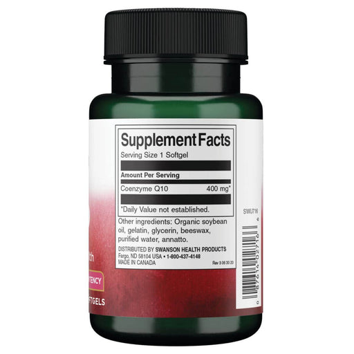 Swanson CoQ10 400mg 30 Softgels | Premium Supplements at MYSUPPLEMENTSHOP