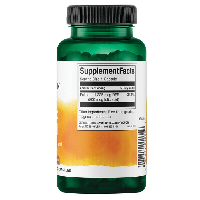 Swanson Folic Acid 800 mcg 250 Capsules at MySupplementShop.co.uk