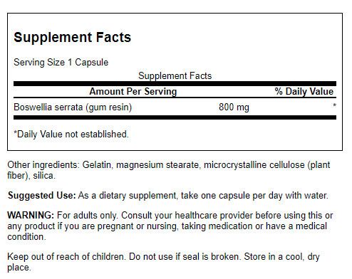 Swanson Full Spectrum Boswellia Double Strength 800mg 60 Capsules - Joint Support at MySupplementShop by Swanson