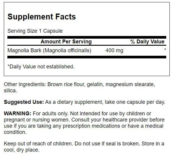 Swanson Full Spectrum Magnolia Bark 400mg 60 Capsules at MySupplementShop.co.uk