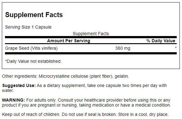 Swanson Grape Seed 380 mg 100 Capsules at MySupplementShop.co.uk